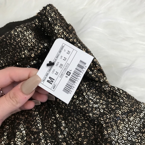 Zara • Gold Sequin Joggers Skinny Leg Harem Pants - Picture 6 of 8